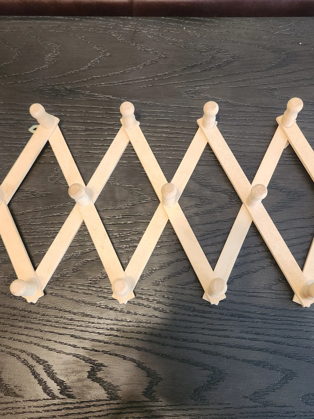 Wooden Expandable Accordion Rack - Natural Wood Color W/ 13 Pegs